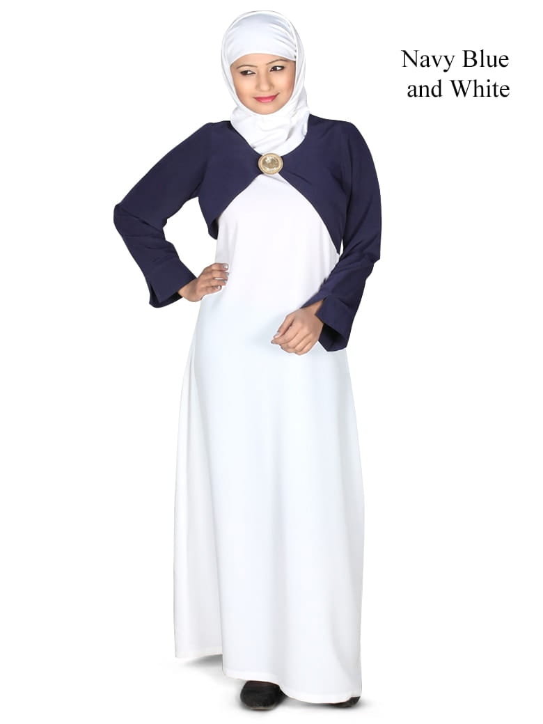 Blue on White Shrug Abaya