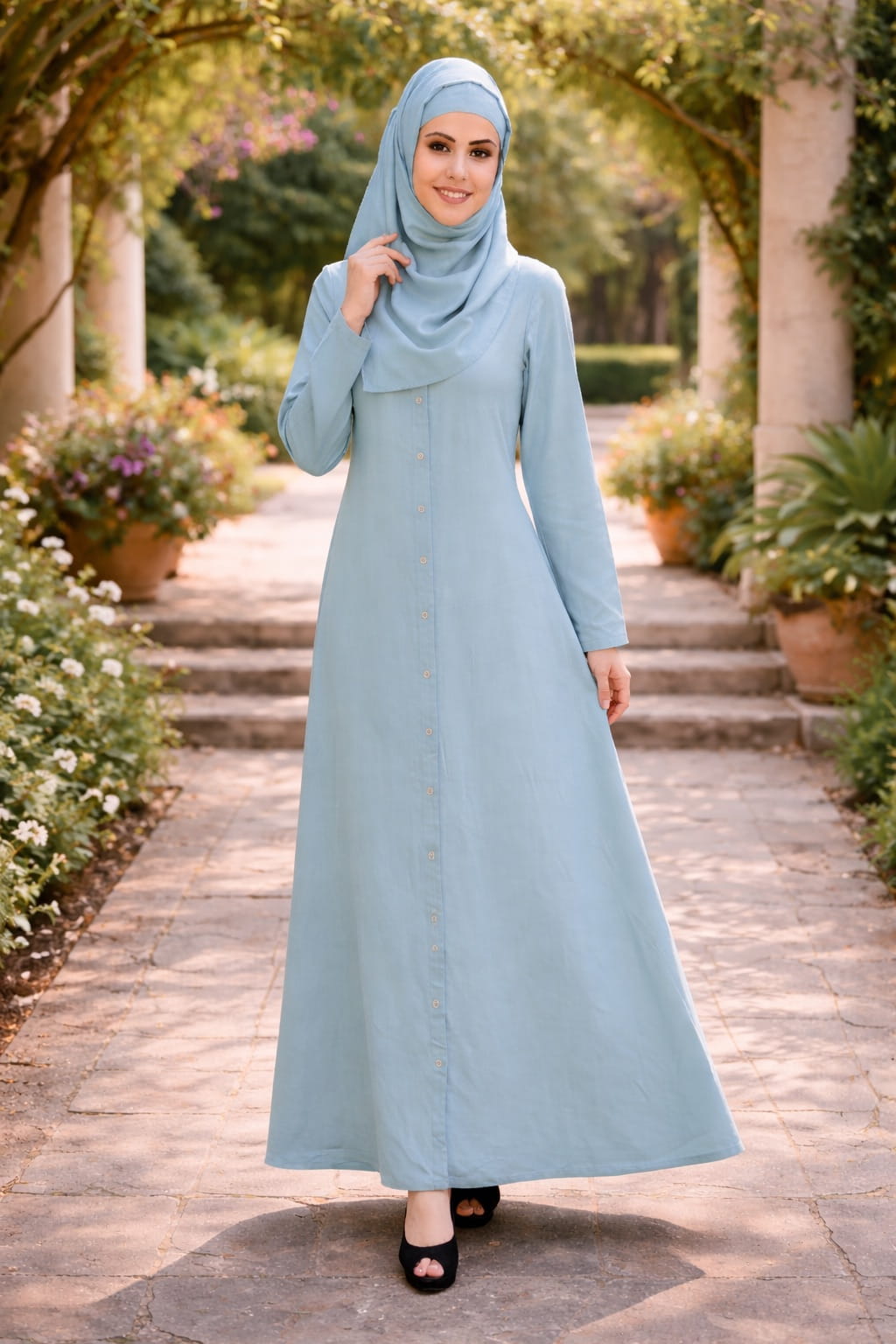 white christmas dresses Elegant Solid Brown Crinkle Polyester Jibab Abaya with Hood main image 1