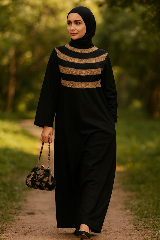 Seemeen Black Cotton Abaya