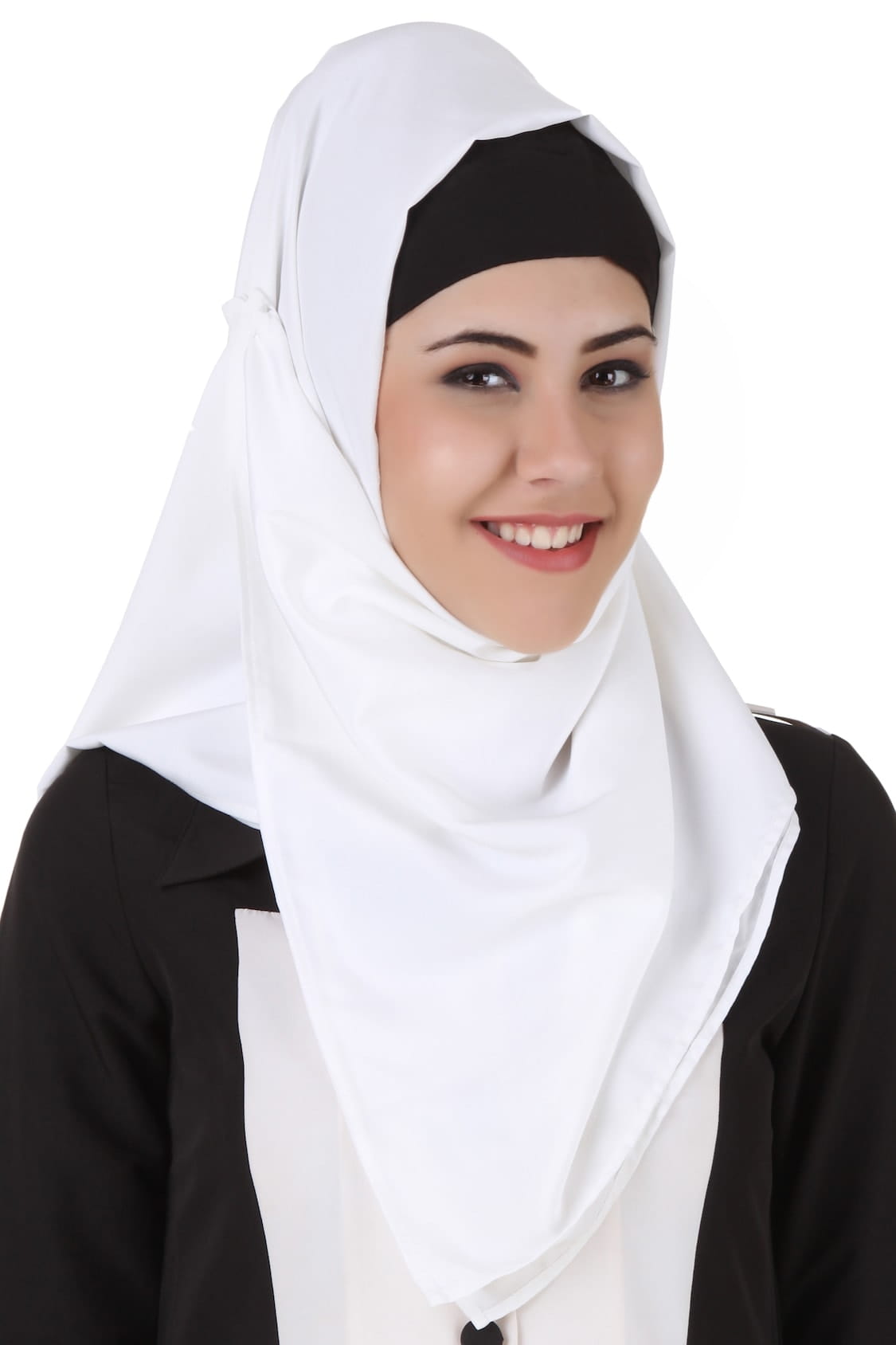 Naazneen Black & White Front Open Jilbab