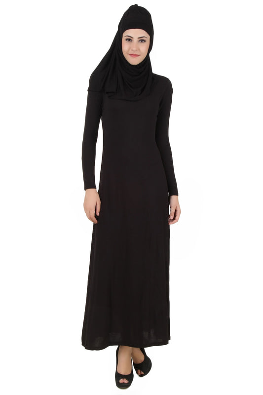 Plain Full Sleeve Rayon Jersey Abaya Black AY-465