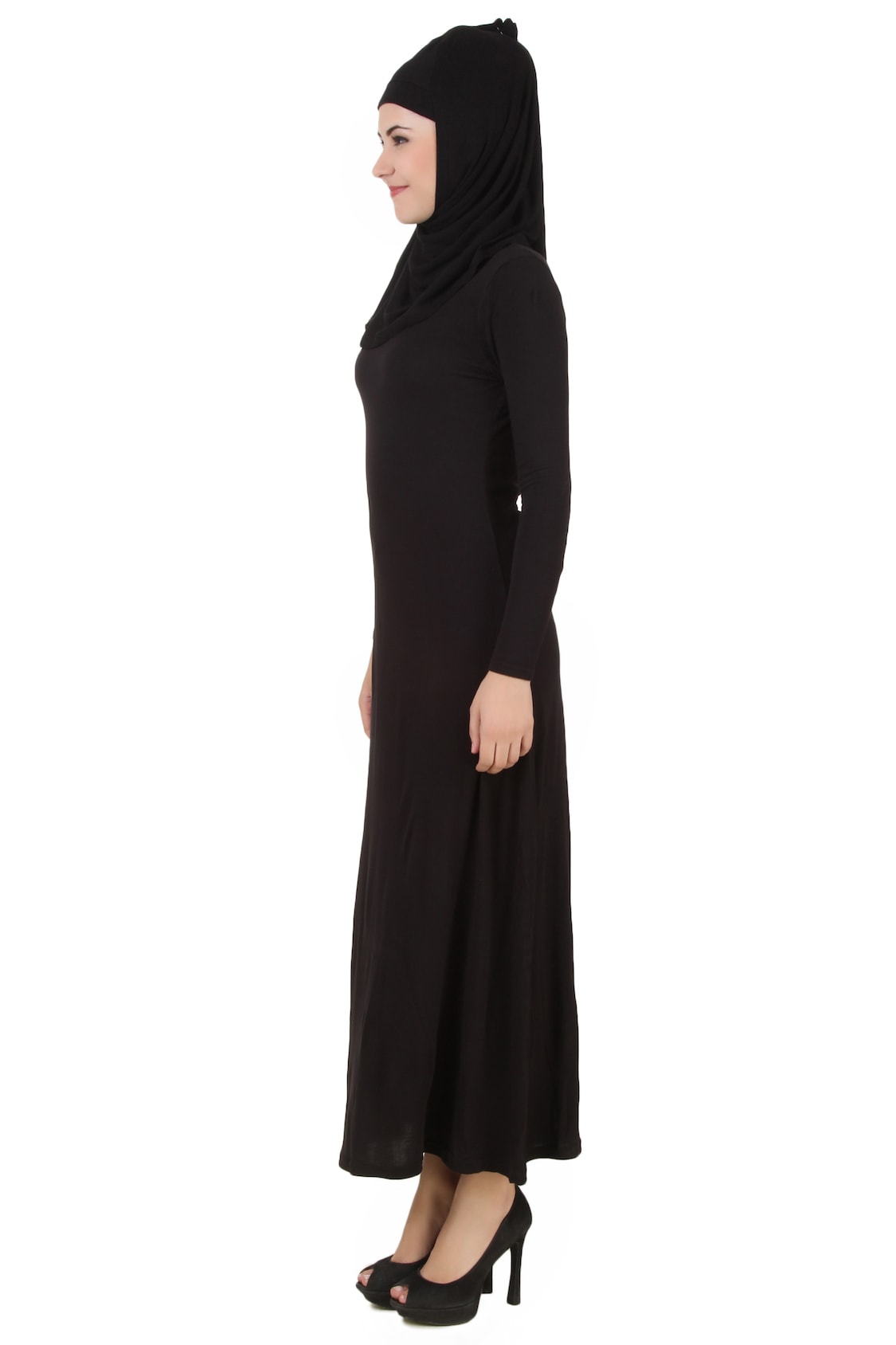 Plain Full Sleeve Rayon Jersey Abaya Black AY-465