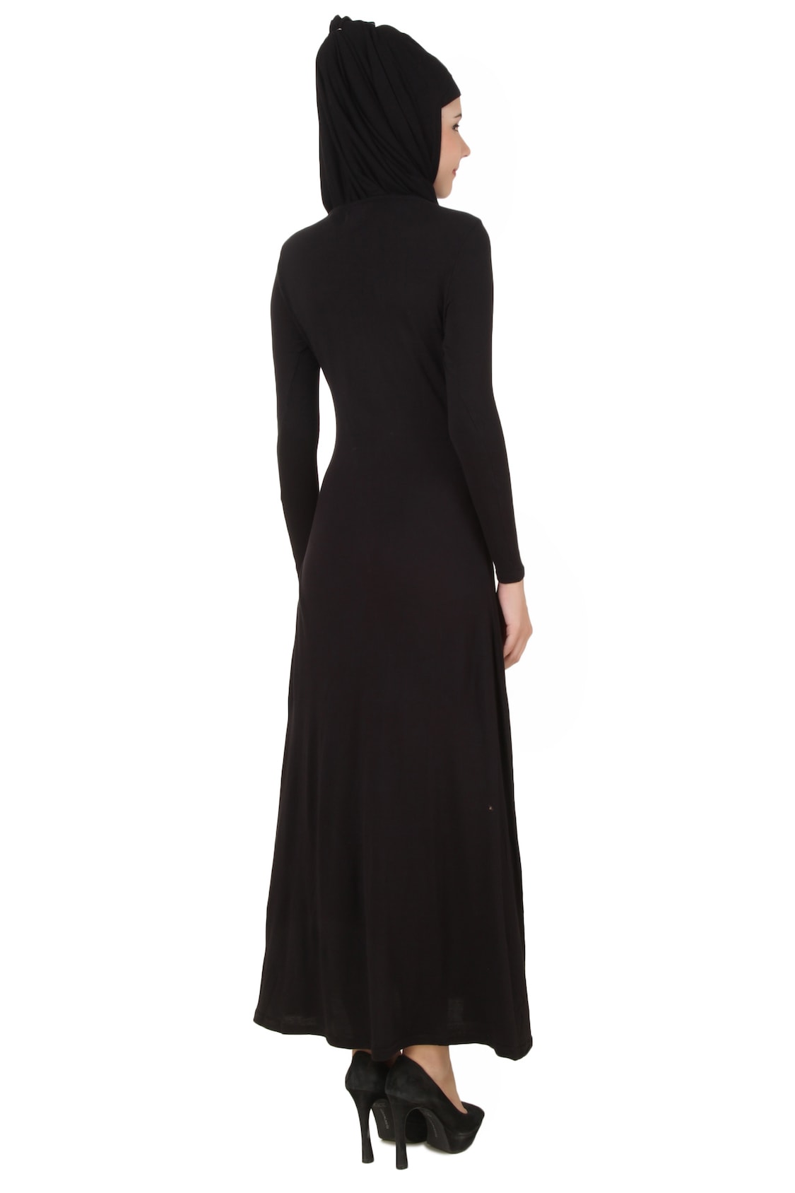 Plain Full Sleeve Rayon Jersey Abaya Black AY-465