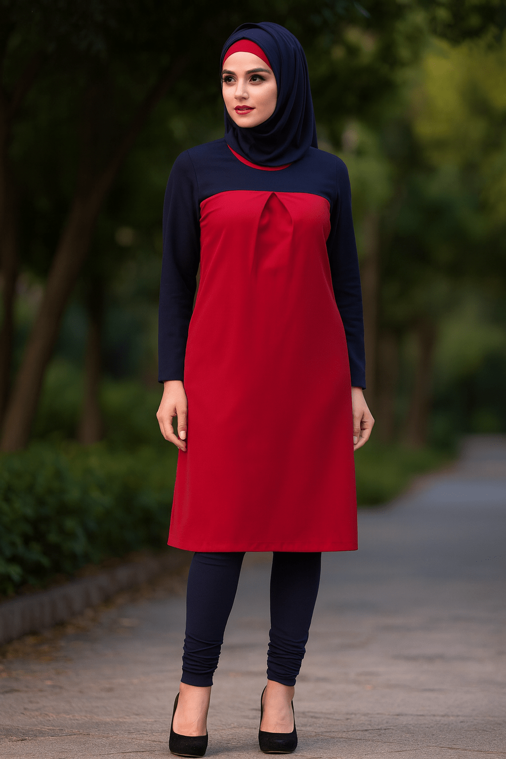 Senada Pink & Blue Short Abaya
