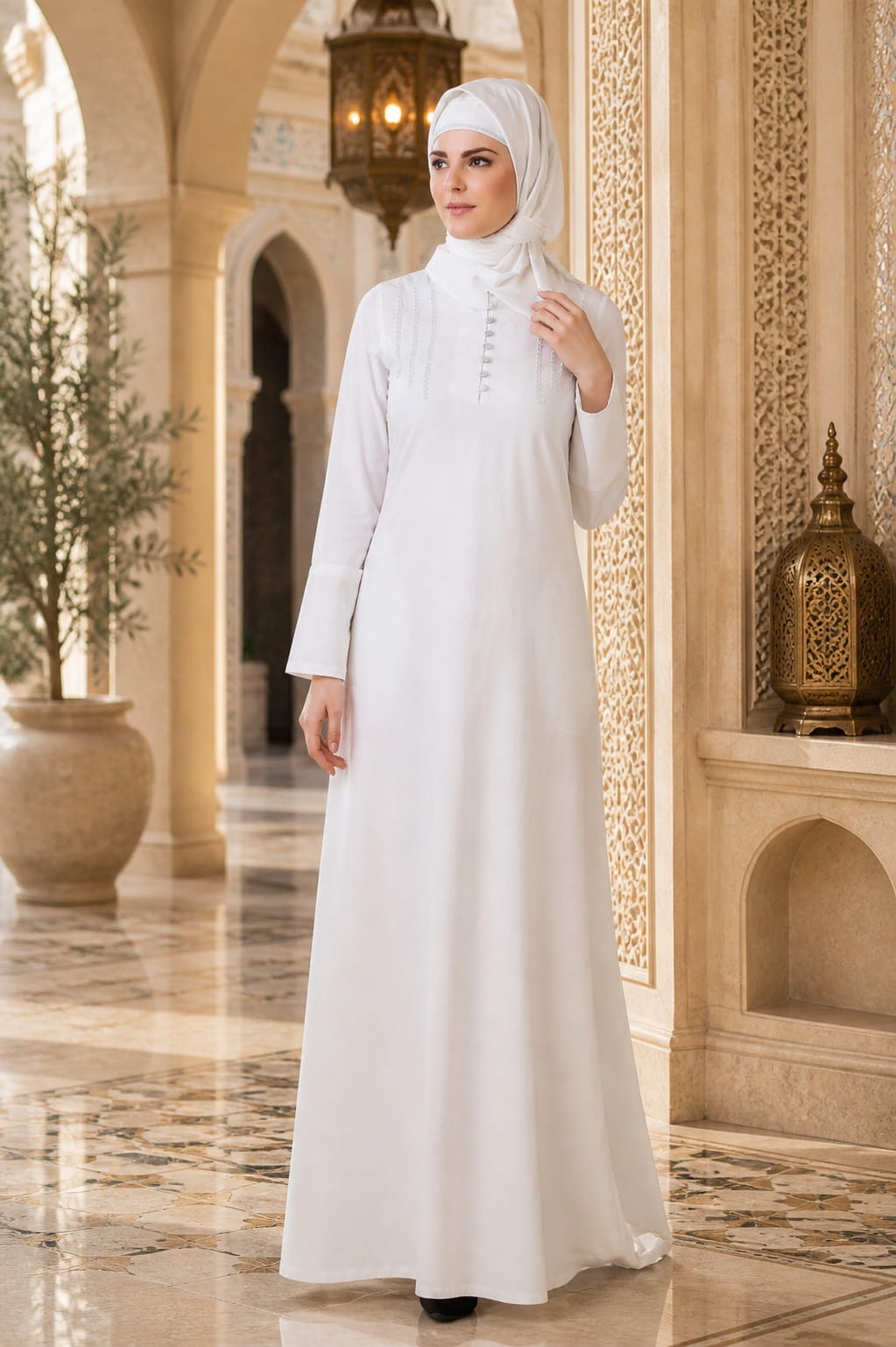 Buy Hajna White Cotton Abaya Online
