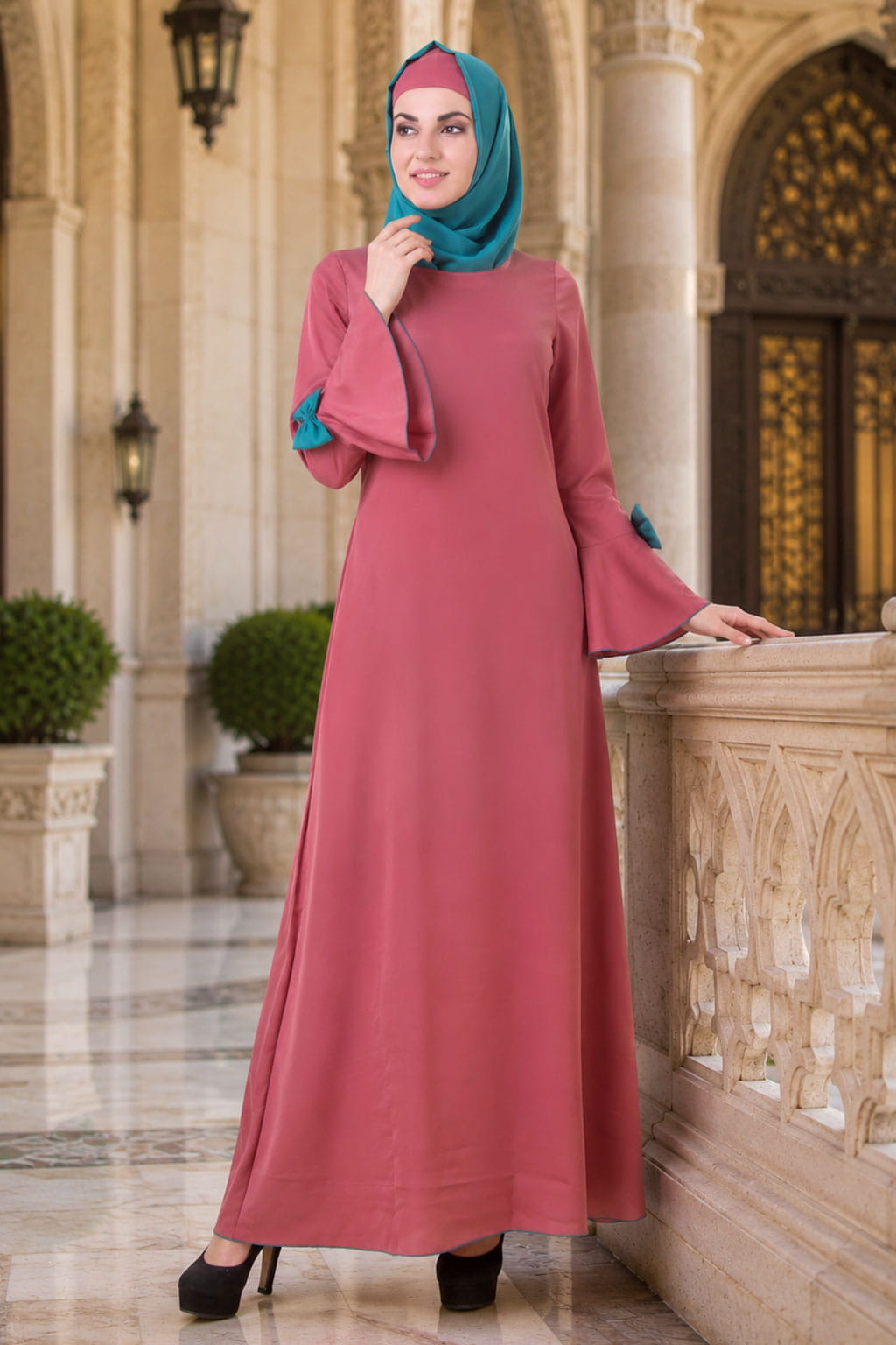 dusty pink dress with hijab HYRA DRESS (DUSTY PINK) Hijabistahub