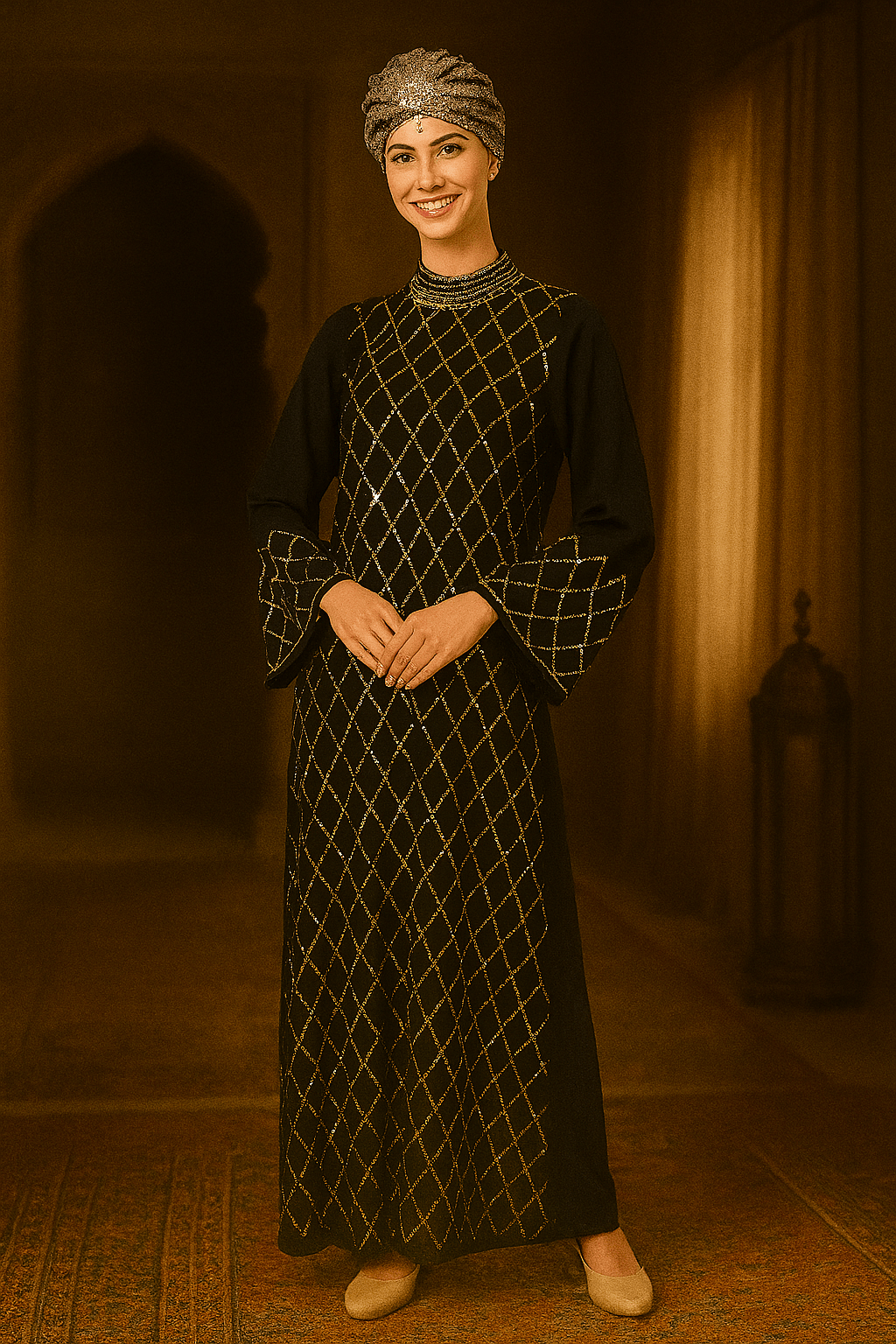 Fancy Eid Abaya Hand Embroidered With Beads And Sequence