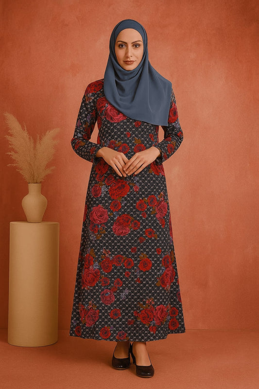 Printed Georgette Dual Layer Abaya AYG-014