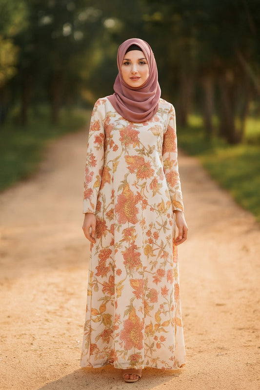 Printed Chiffon Dual Layer Abaya AYG-042