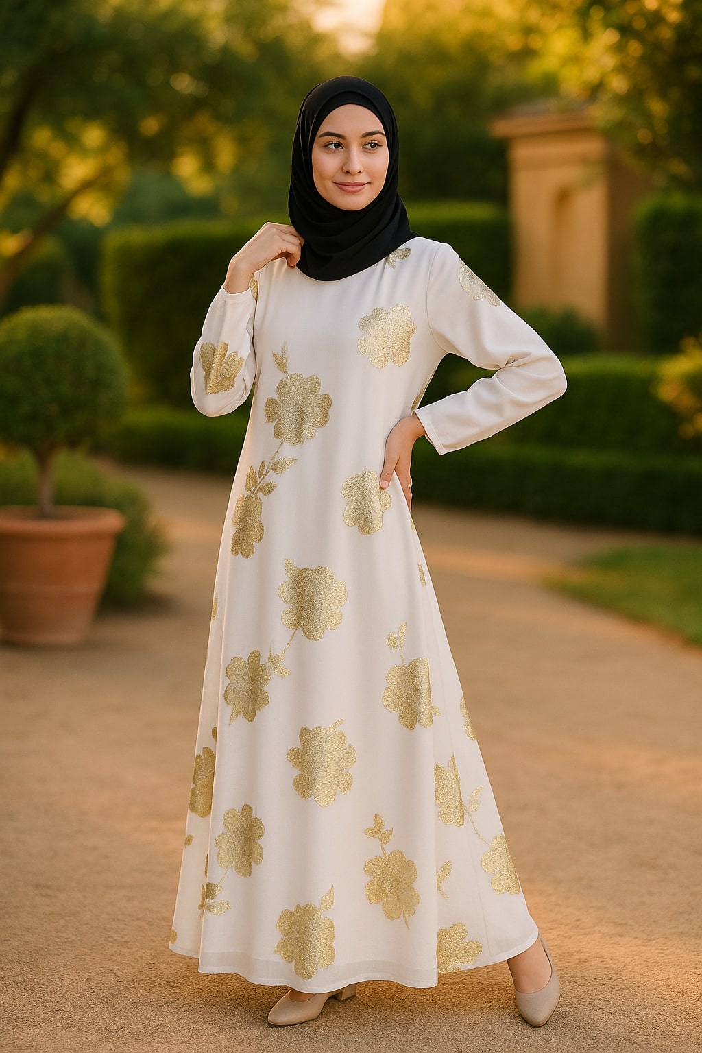 Printed Lurex Georgette Dual Layer Abaya AYG-045