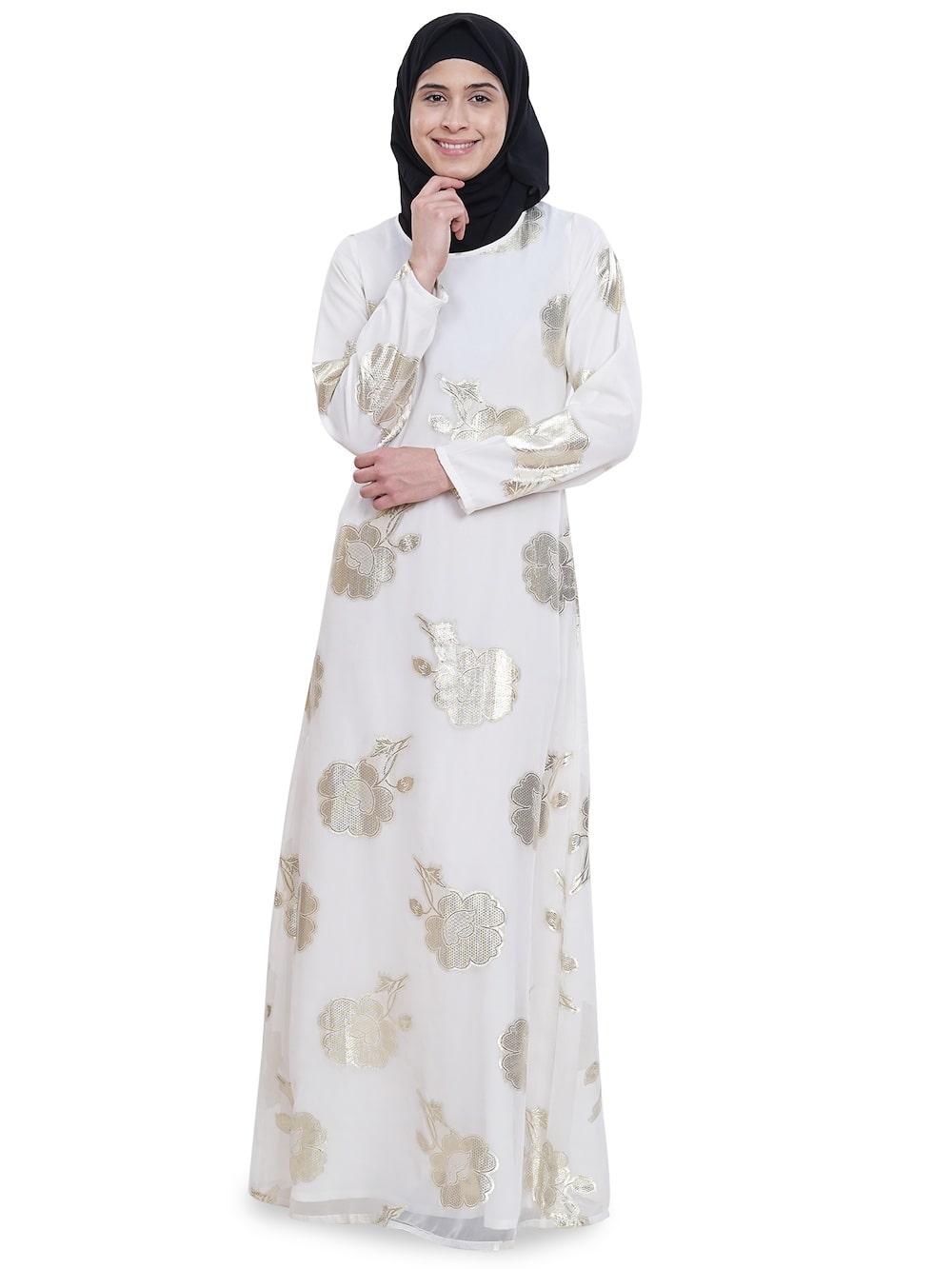 Printed Lurex Georgette Dual Layer Abaya AYG-045