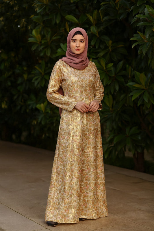 Printed Lurex Georgette Dual Layer Abaya AYG-053