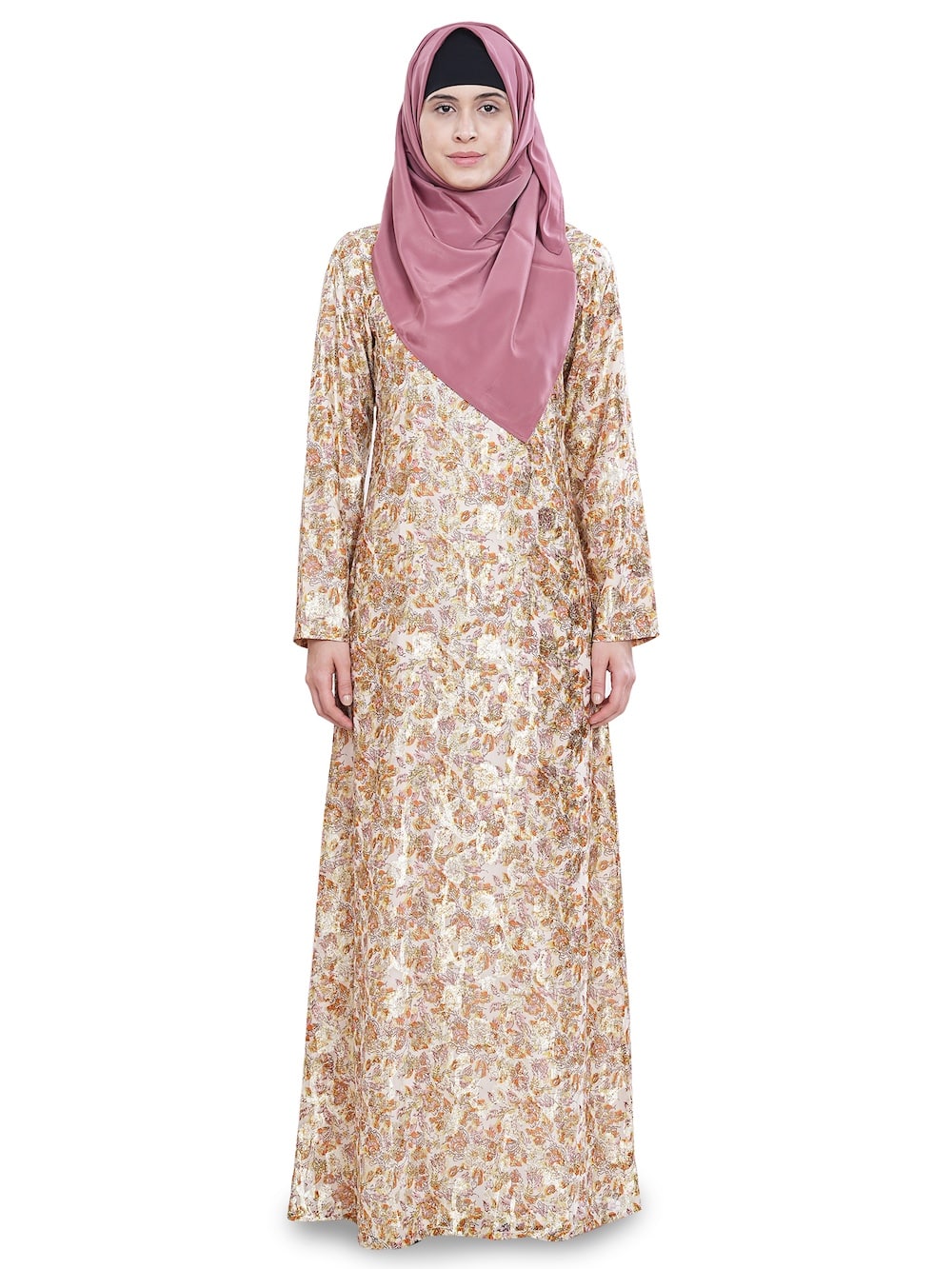 Printed Lurex Georgette Dual Layer Abaya AYG-053