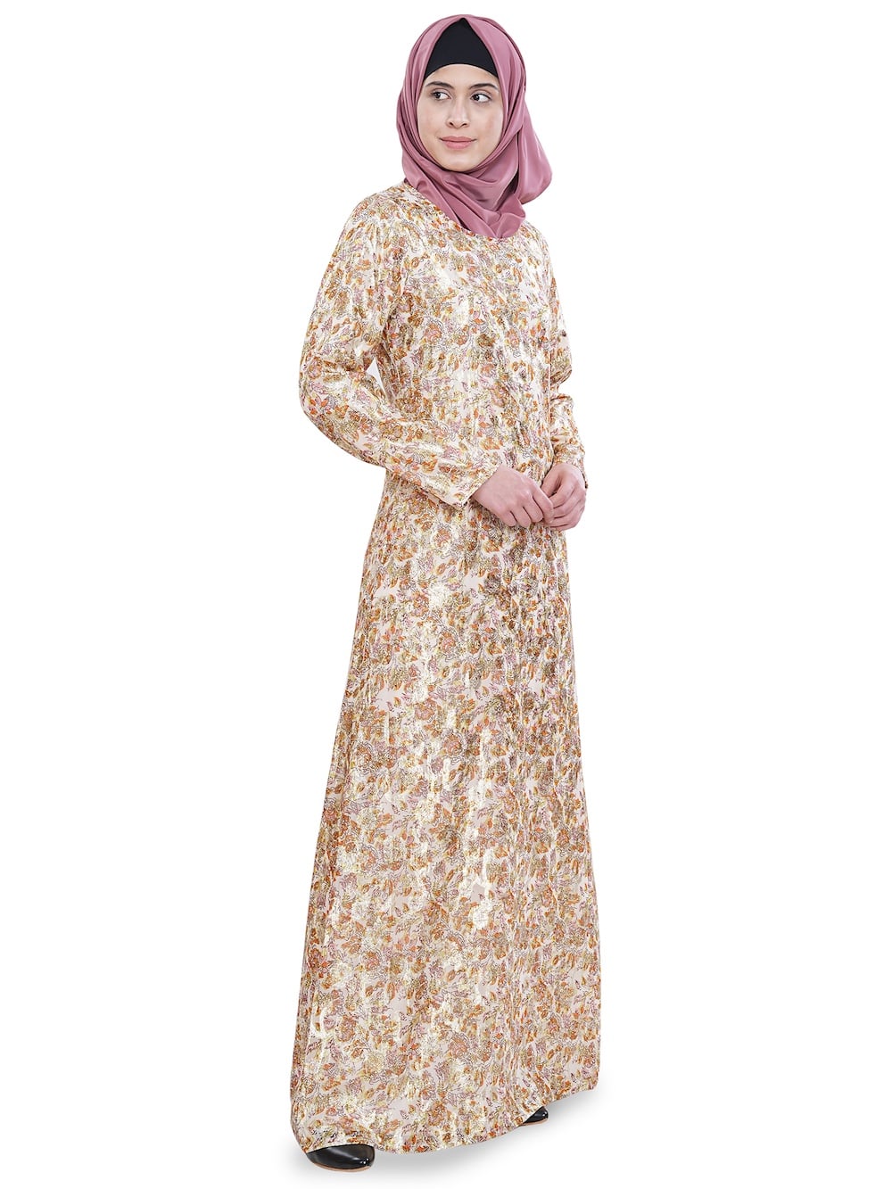 Printed Lurex Georgette Dual Layer Abaya AYG-053