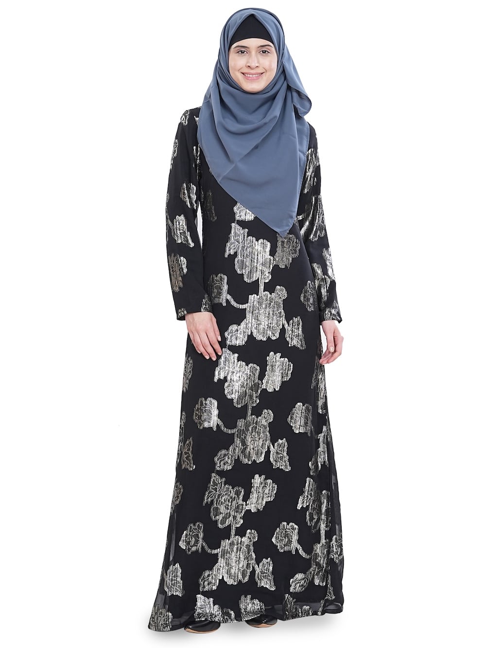 Printed Lurex Georgette Dual Layer Abaya AYG-061