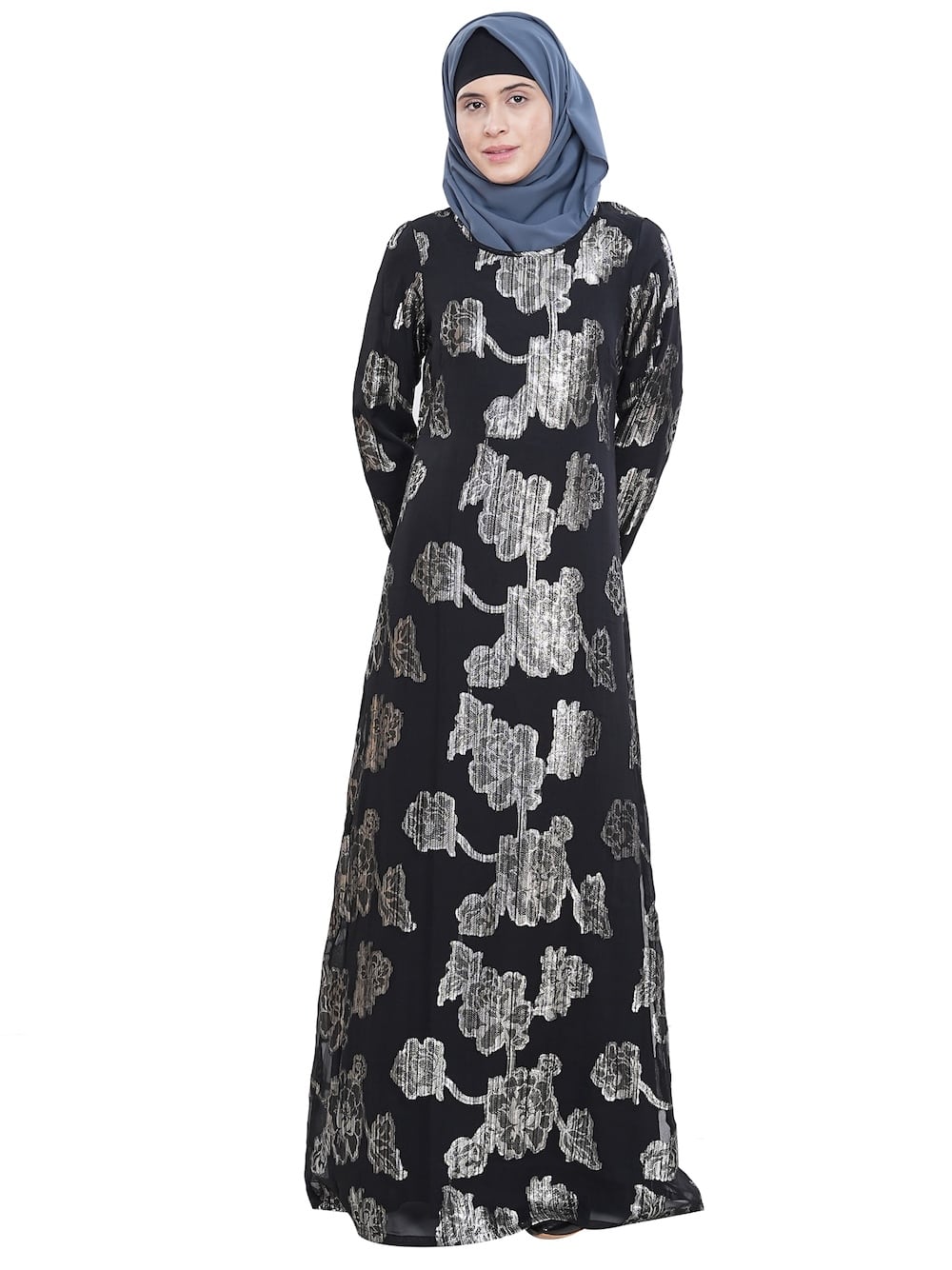 Printed Lurex Georgette Dual Layer Abaya AYG-061