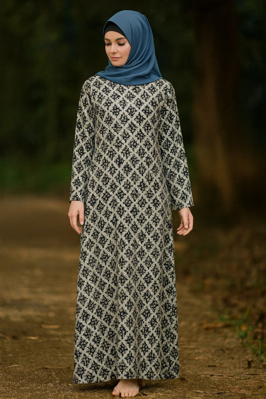 Printed Lurex Georgette Dual Layer Abaya AYG-063