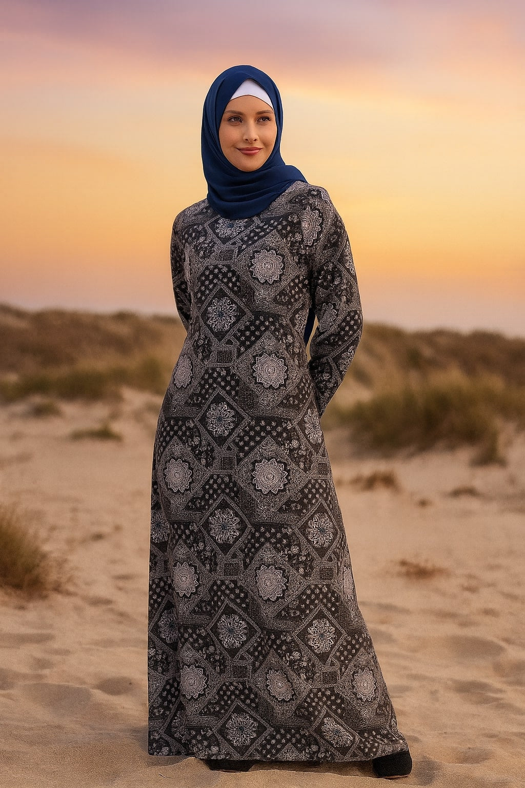 Printed Crepe Abaya AYP-618