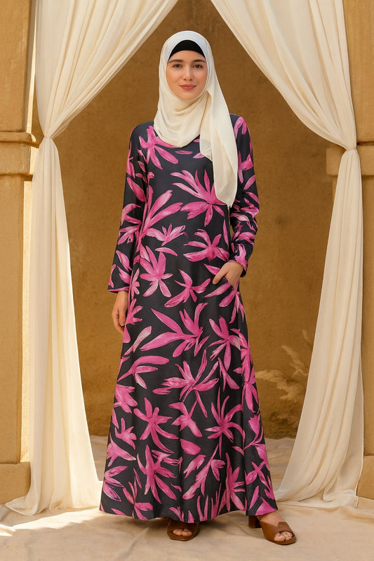 Printed Crepe Abaya AYP-631