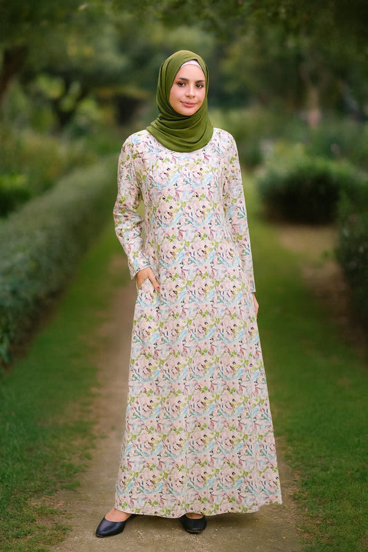 Printed Crepe Abaya AYP-632