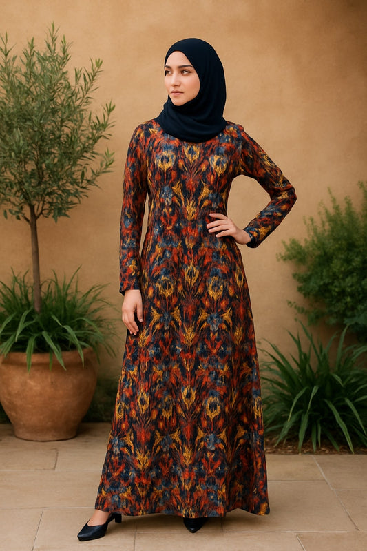 Printed Crepe Abaya AYP-635