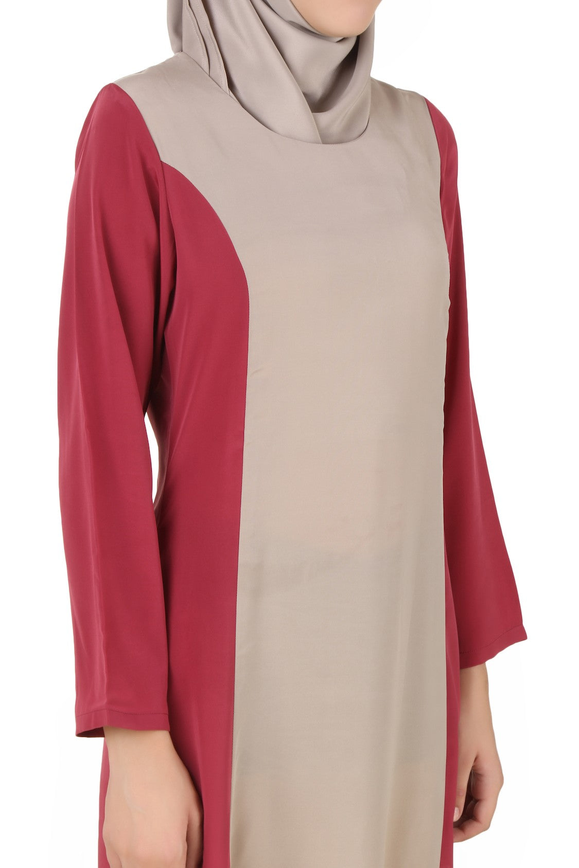Arshi Slim Look Rose Pink & Warm Grey Abaya