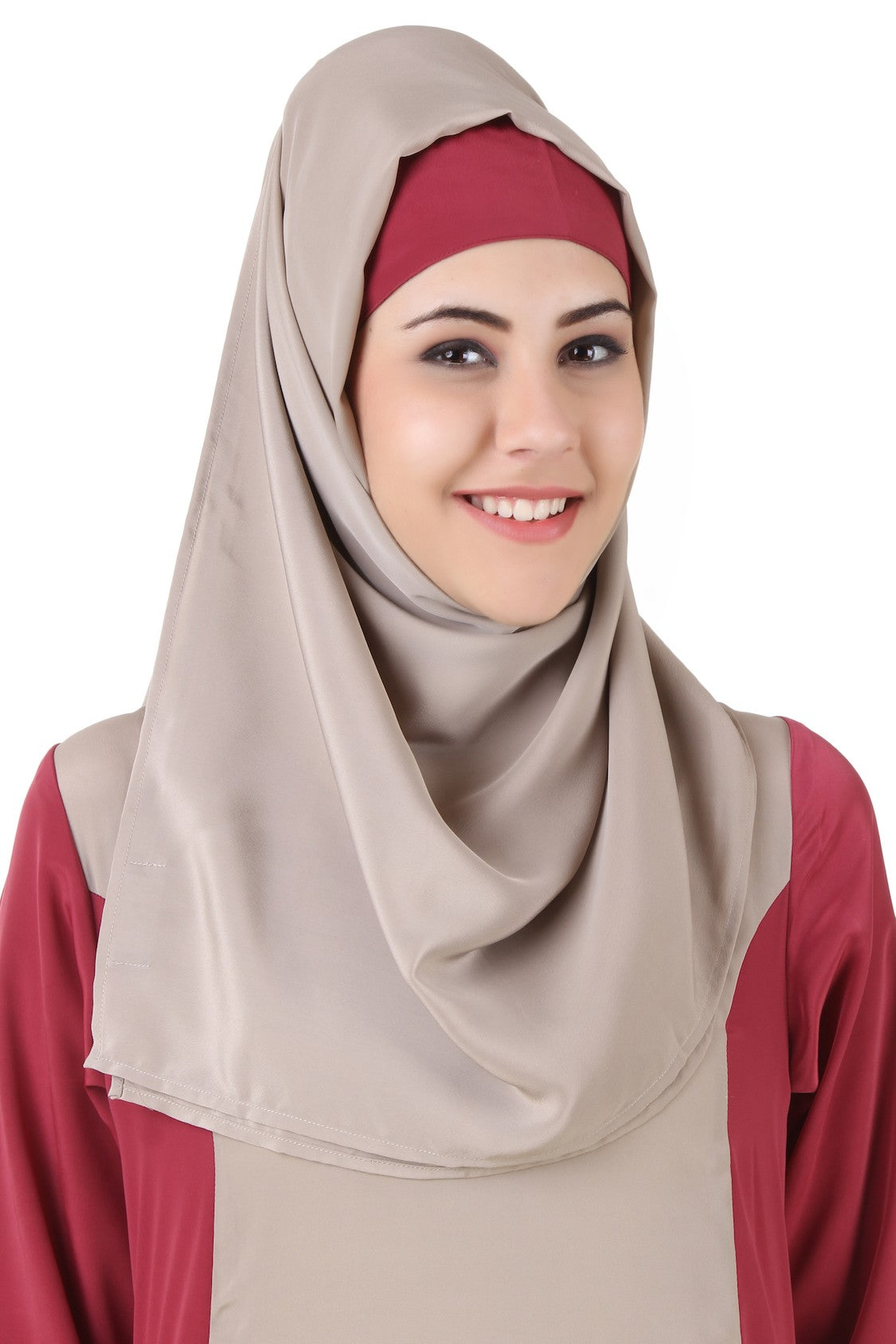 Arshi Slim Look Rose Pink & Warm Grey Abaya