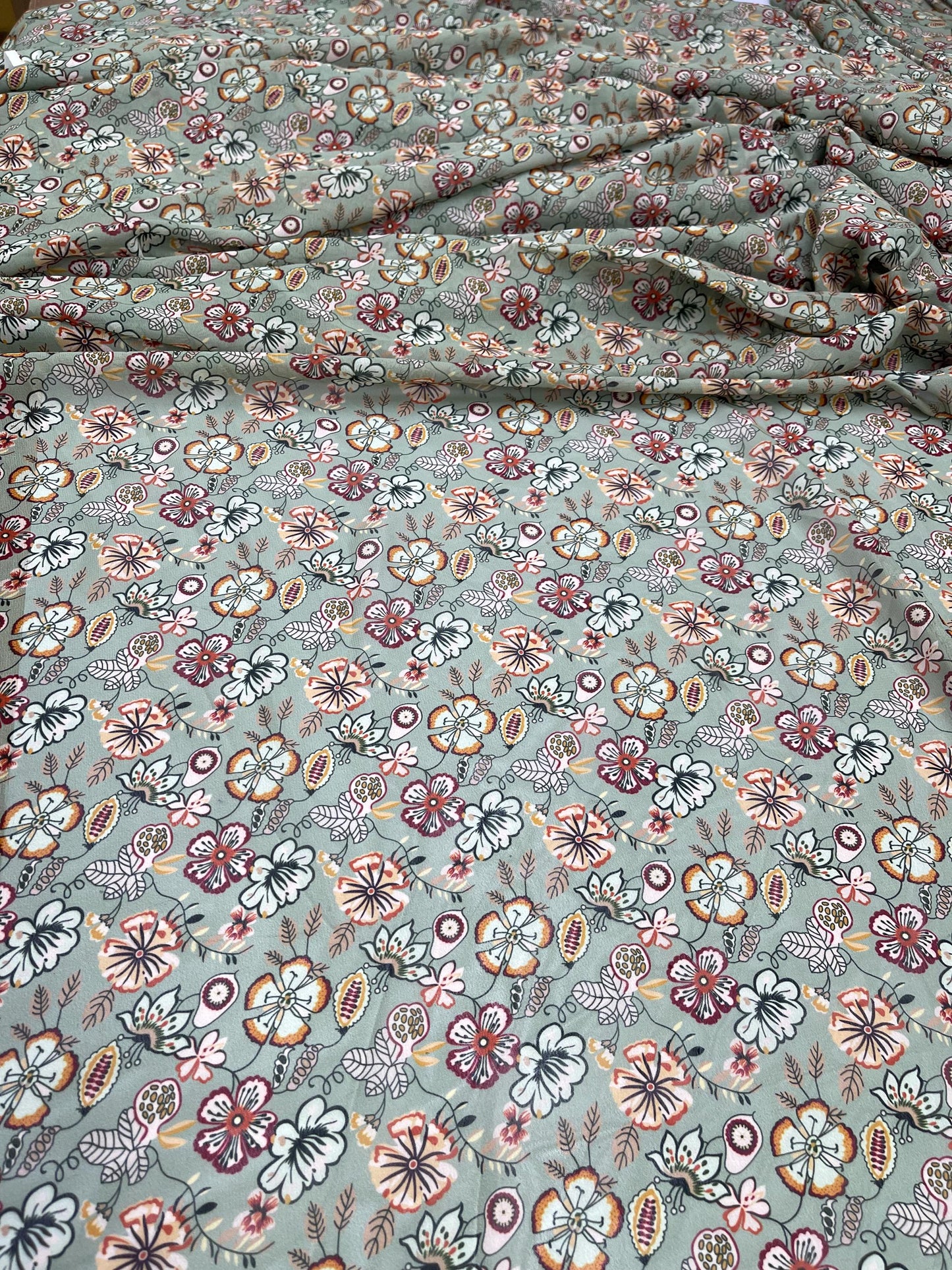 Printed Georgette Polyester Fabric, Woven, 70 GSM, Breathable, 42" Wide, Per Yard, AYG-070, Floral