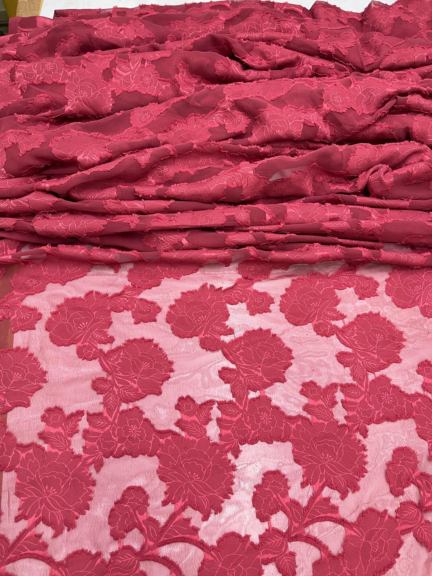 Printed Georgette Polyester Fabric, Woven, 70 GSM, Breathable, 42" Wide, Per Yard, AYG-050, Brasso Red Print