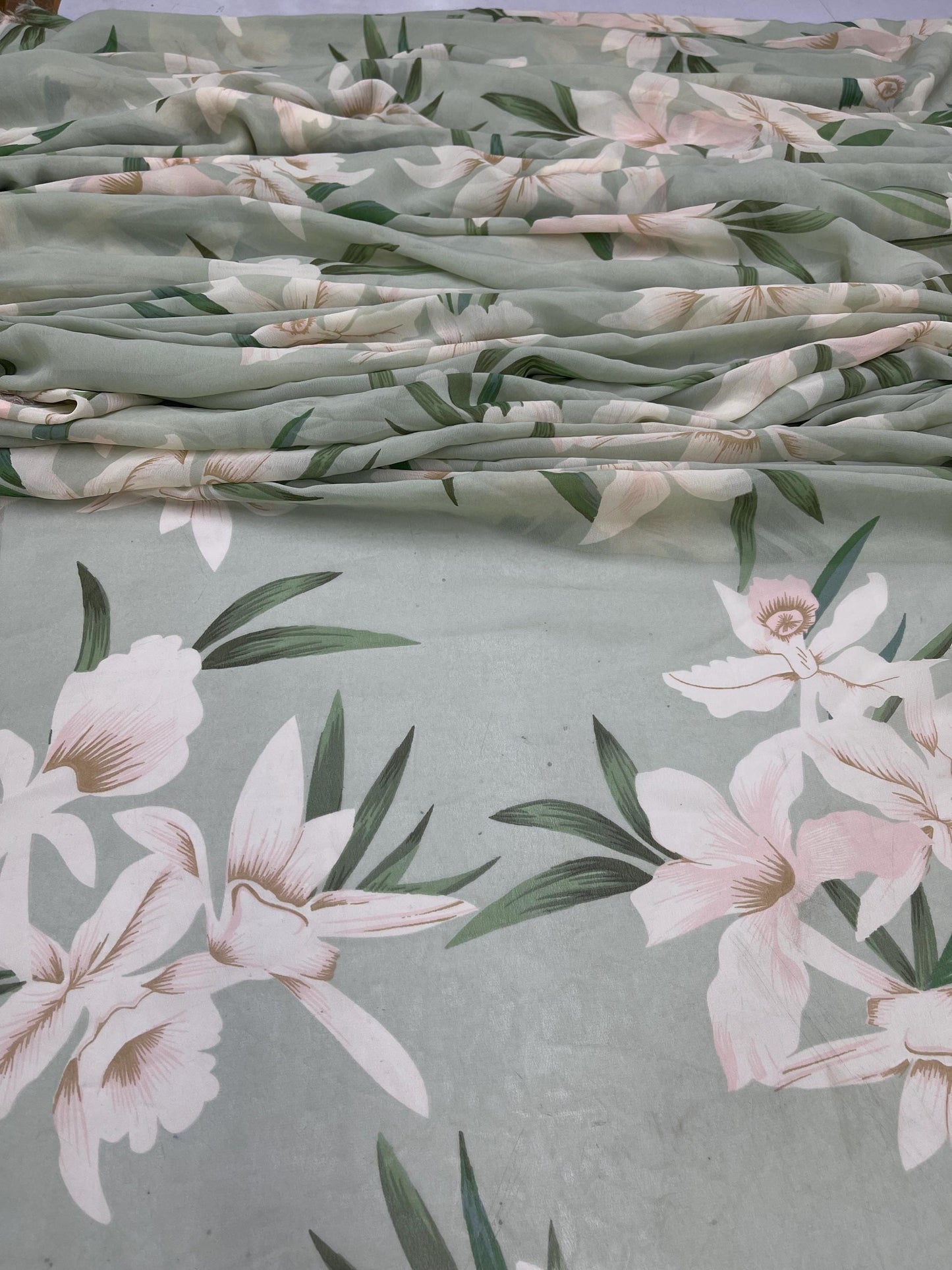 Printed Georgette Polyester Fabric, Woven, 70 GSM, Breathable, 42" Wide, Per Yard, AYG-060, Floral Print