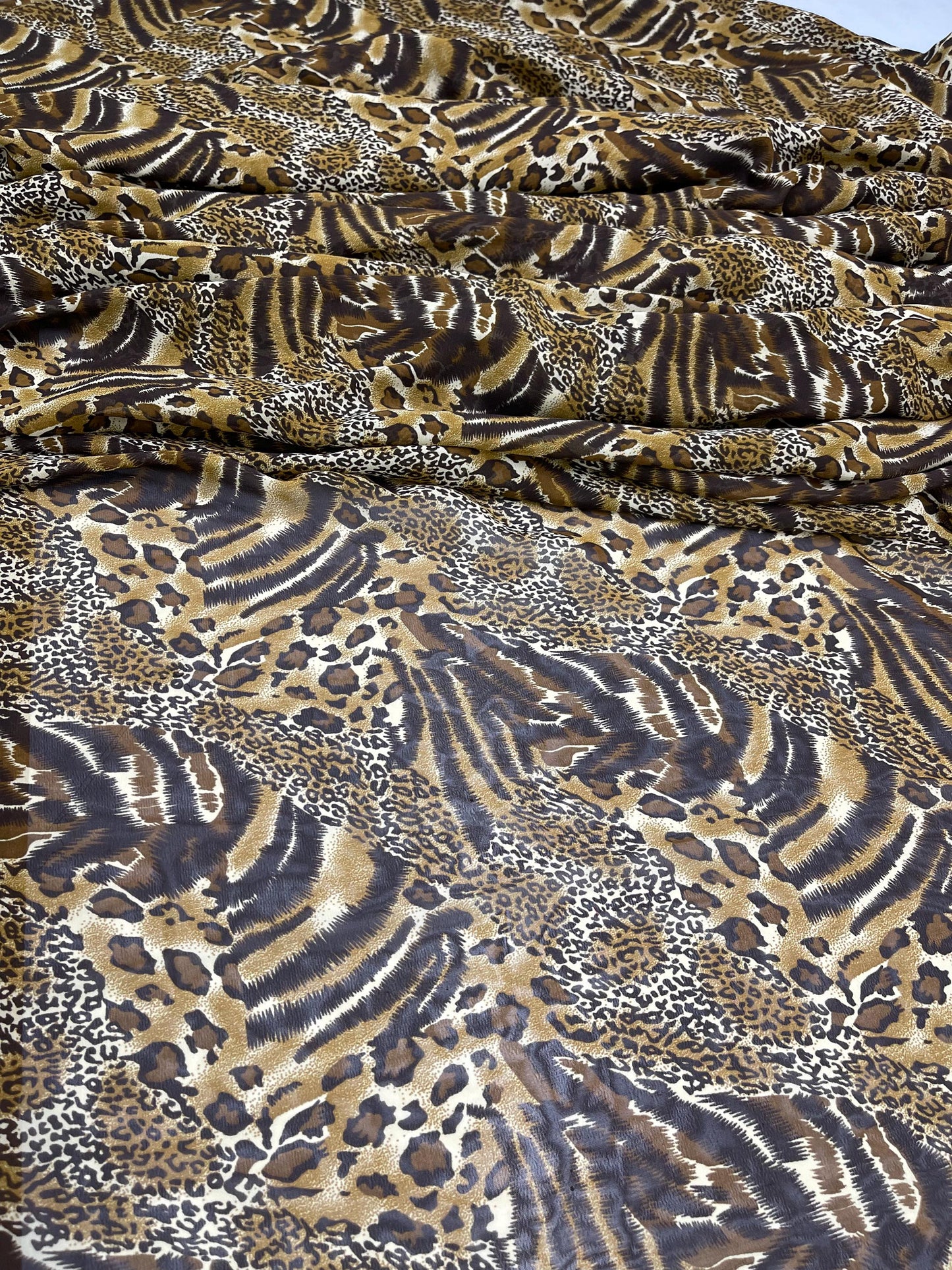 Printed Georgette Polyester Fabric, Woven, 70 GSM, Breathable, 42" Wide, Per Yard, AYG-011, Animal Print