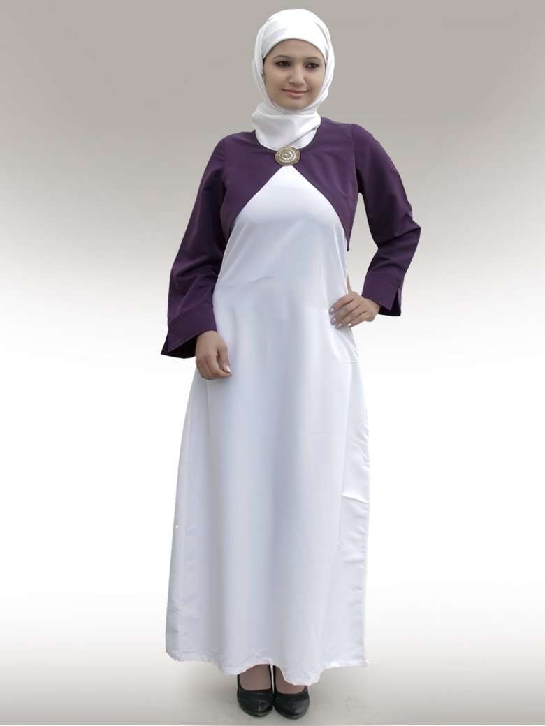 Purple on White Shrug Abaya