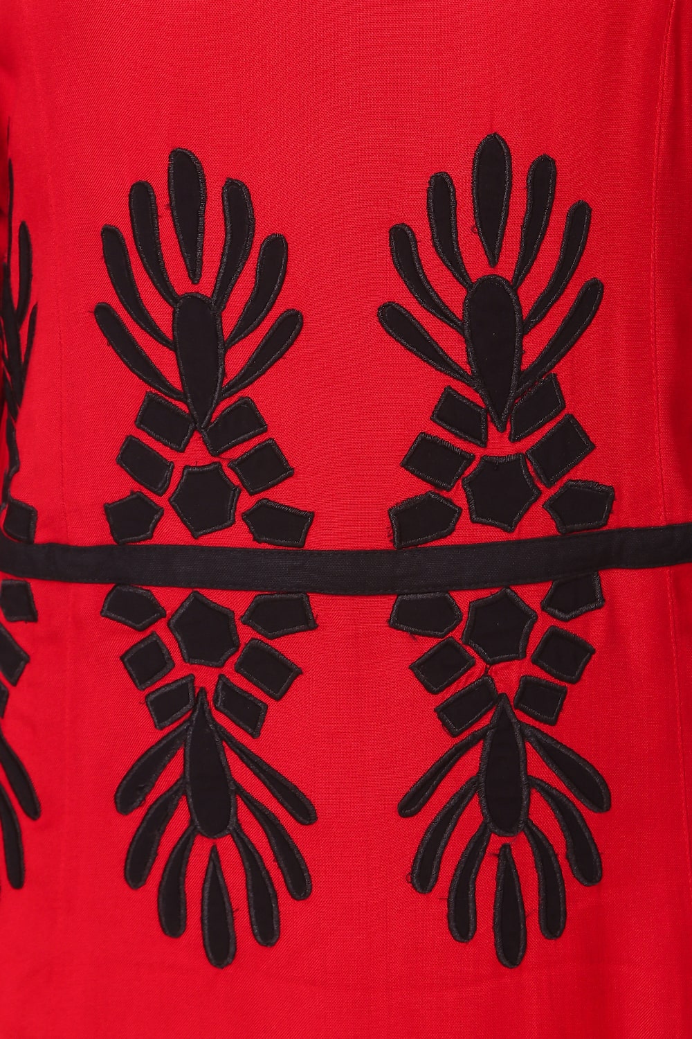 Graphic Pattern Embellished Red Rayon Abaya