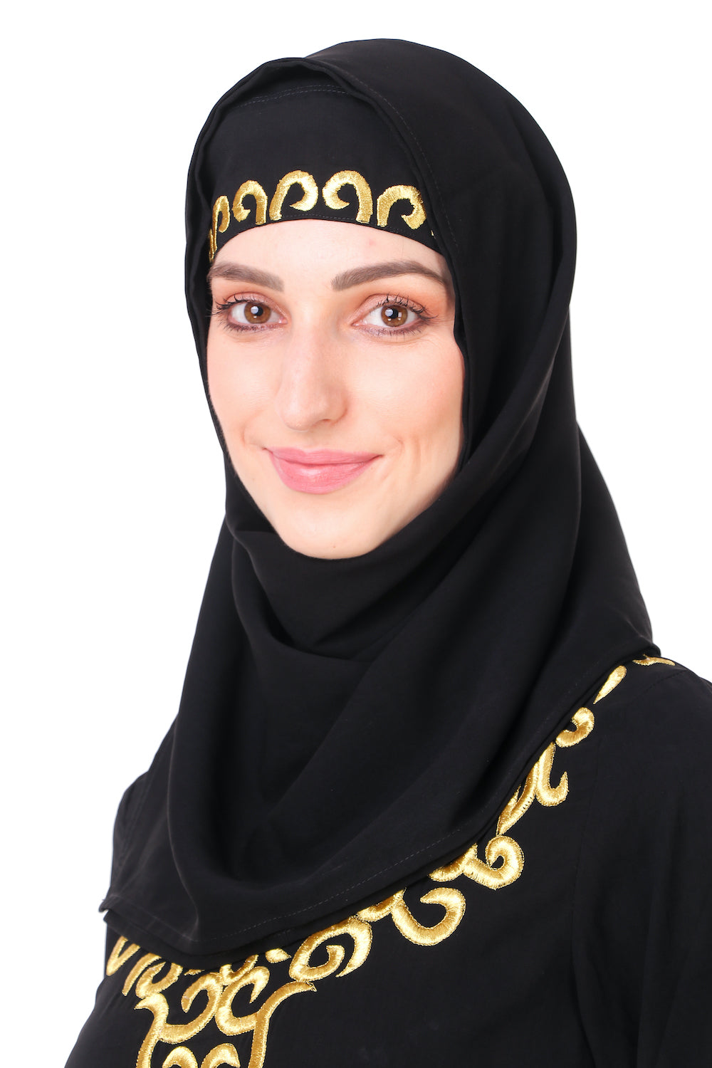 Black Abaya With Gold Embroidery AY-810