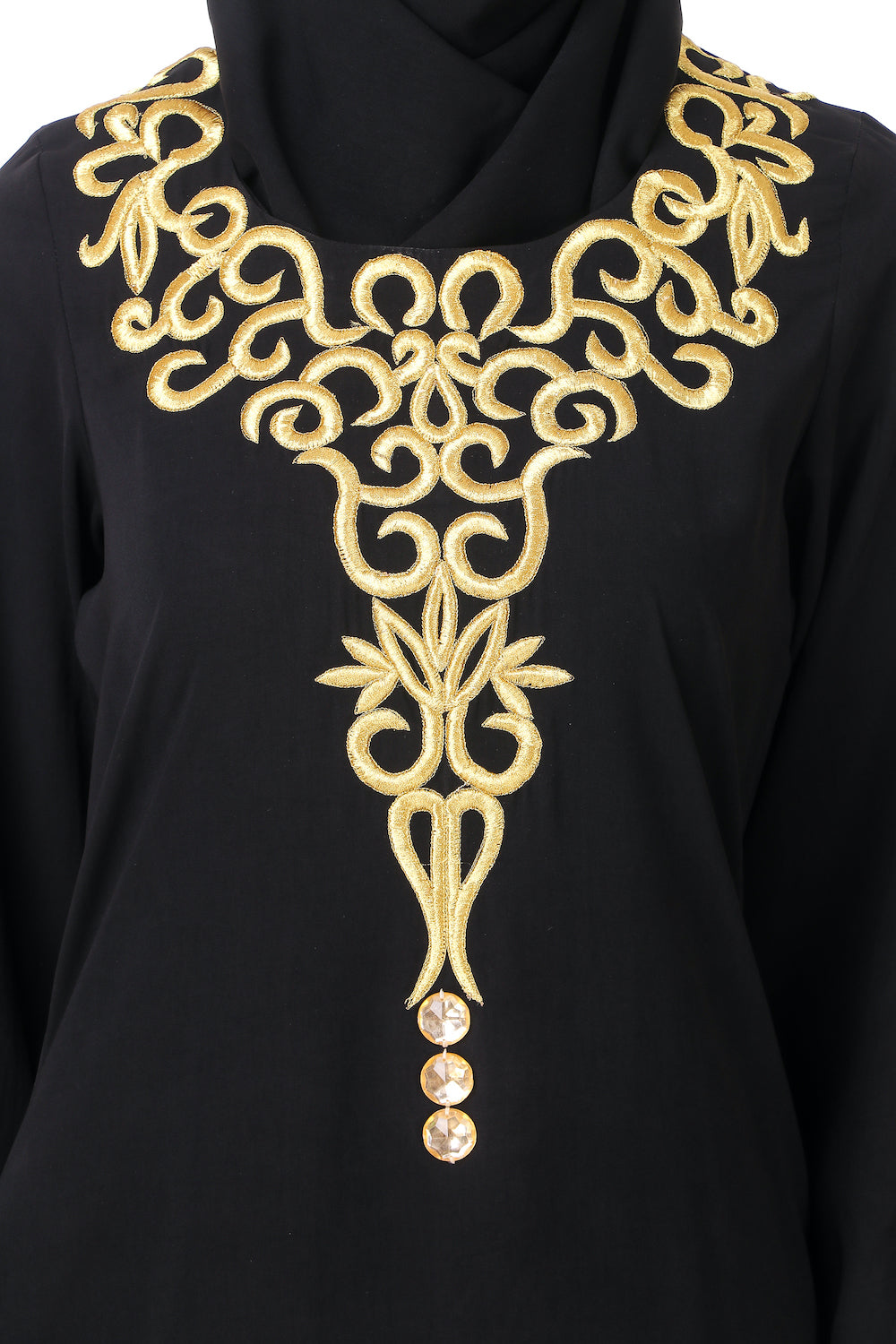 Black Abaya With Gold Embroidery AY-810