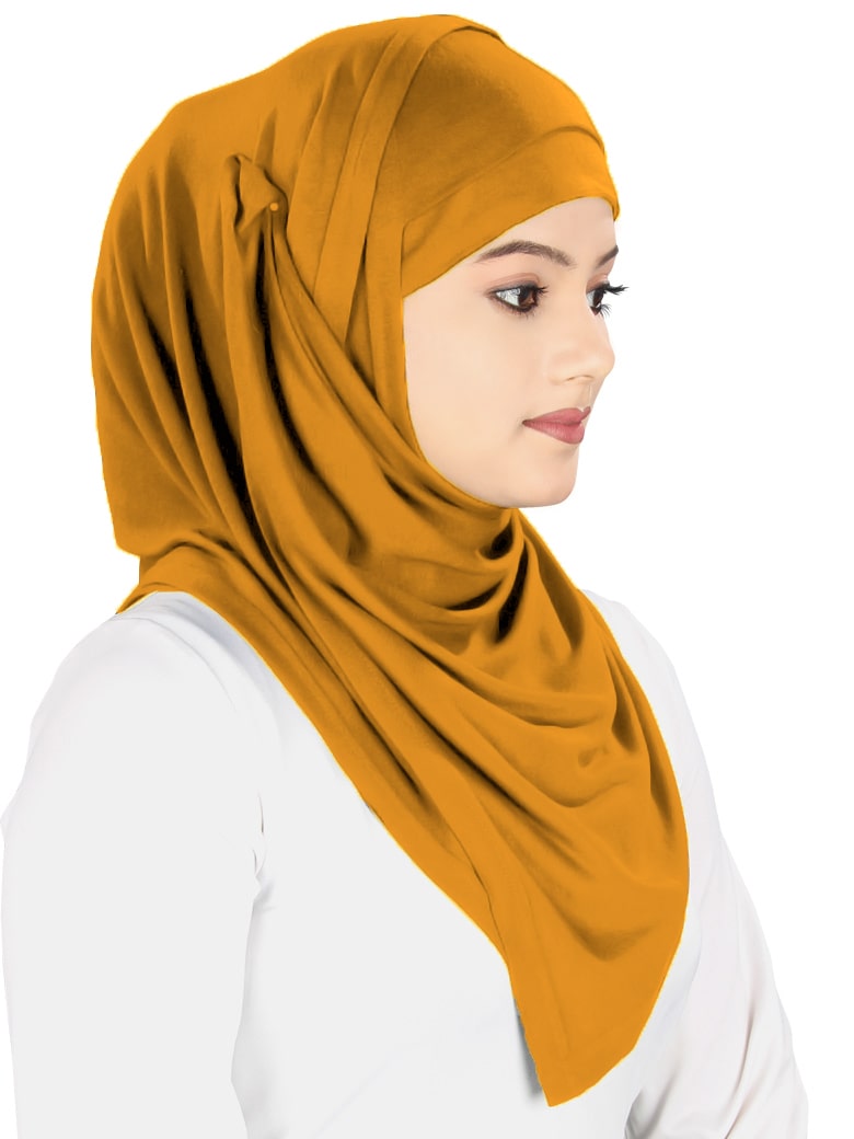 Two Piece Instant Mustard Viscose Jersey Hijab