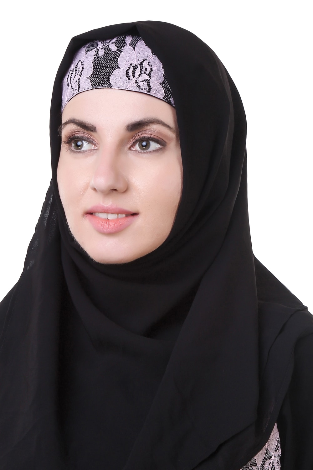 Aamira Black Hijab With Flower Net Band
