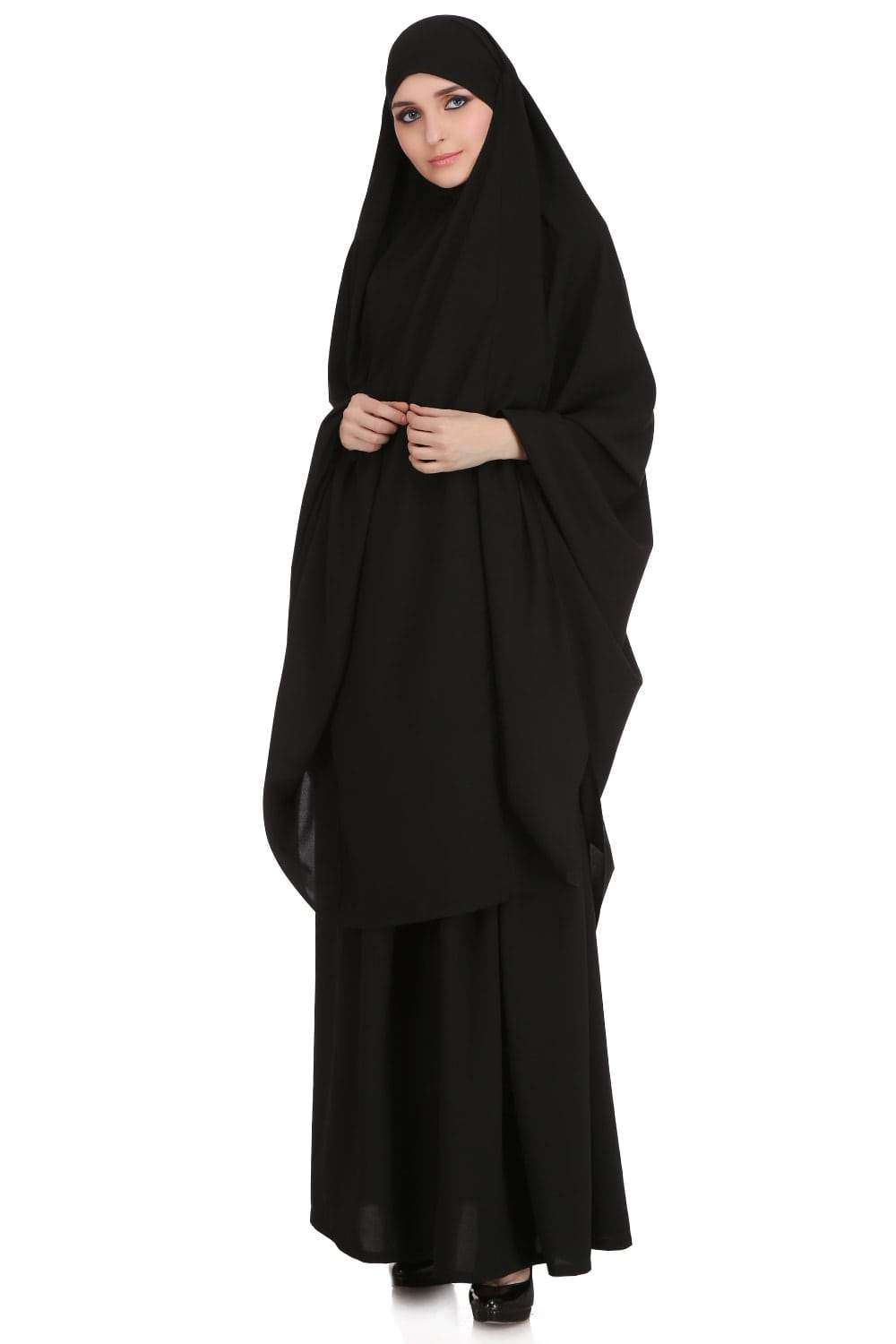 Free Size Jilbab/Khimar & Skirt Set In Breathable Nida Fabric