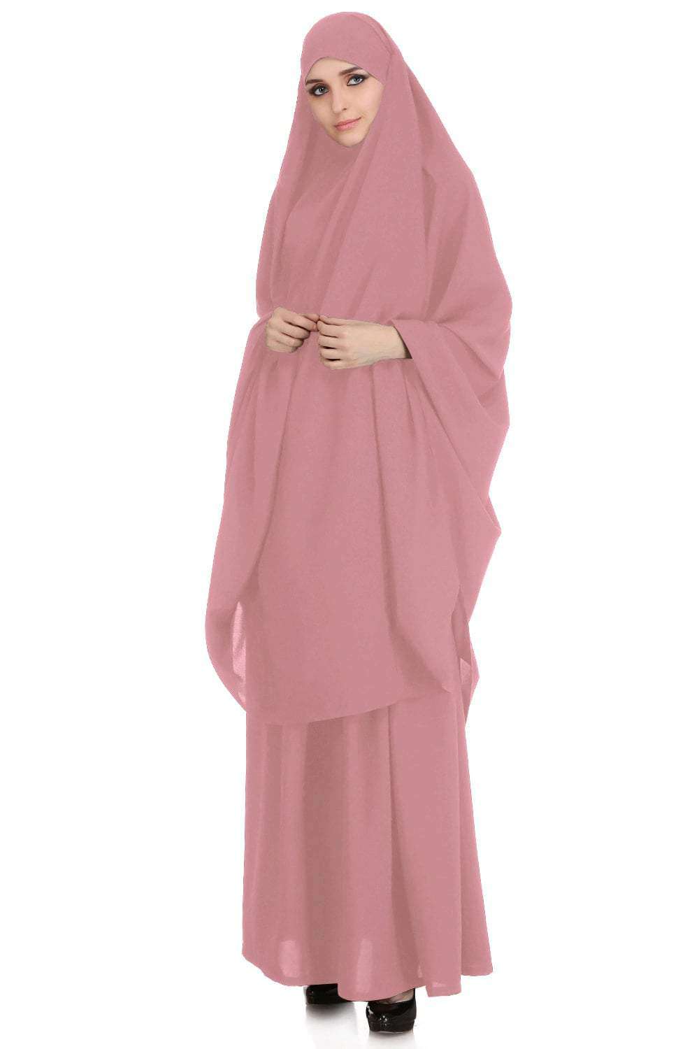 Free Size Jilbab/Khimar & Skirt Set In Breathable Nida Fabric