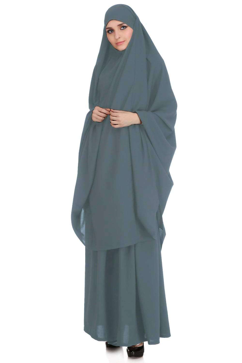 Free Size Jilbab/Khimar & Skirt Set In Breathable Nida Fabric
