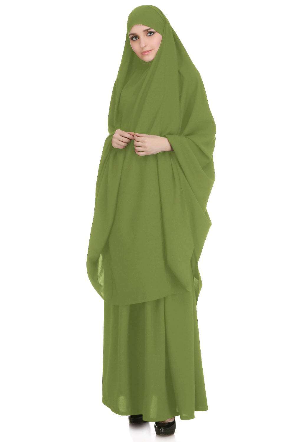 Free Size Jilbab/Khimar & Skirt Set In Breathable Nida Fabric