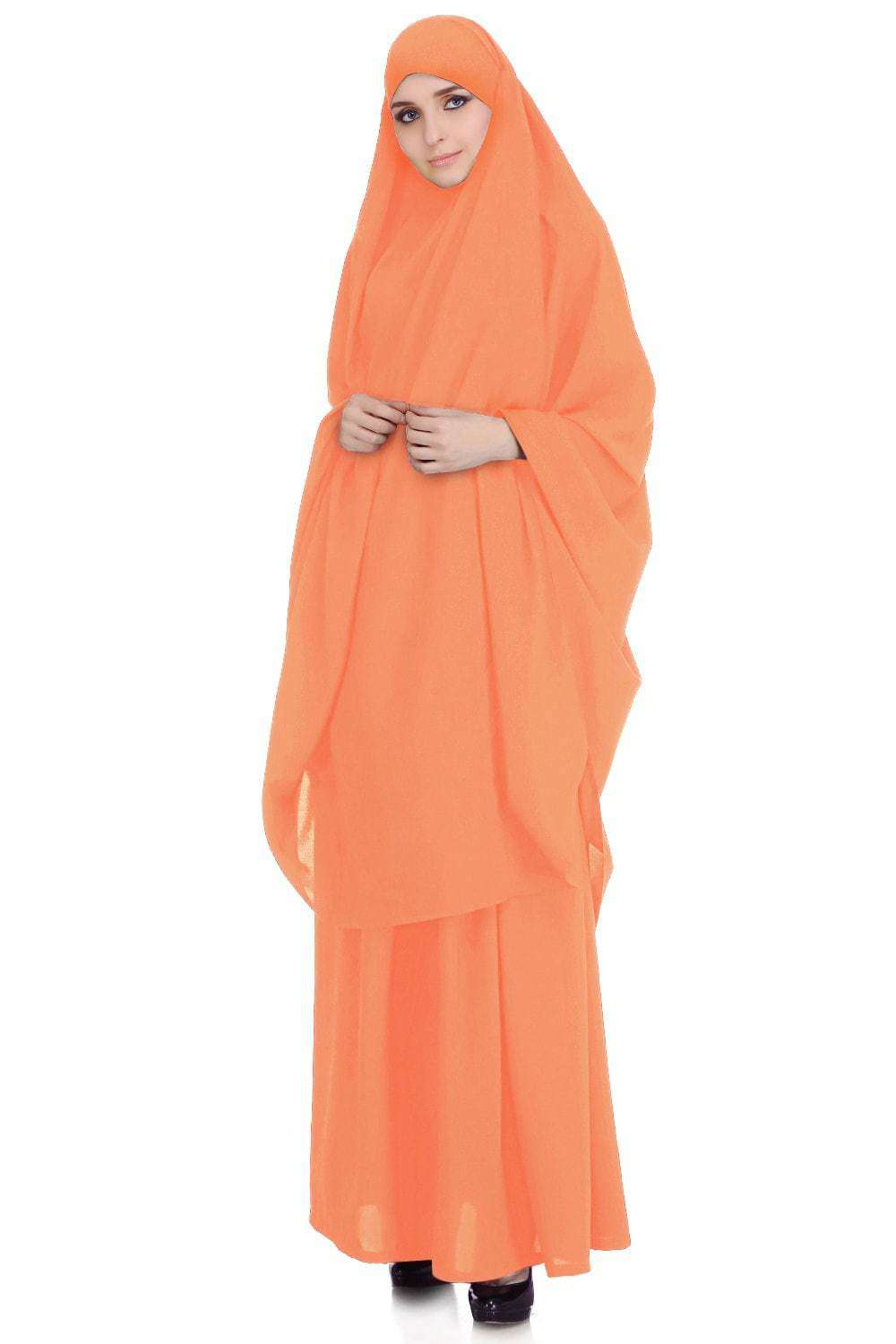 Free Size Jilbab/Khimar & Skirt Set In Breathable Nida Fabric