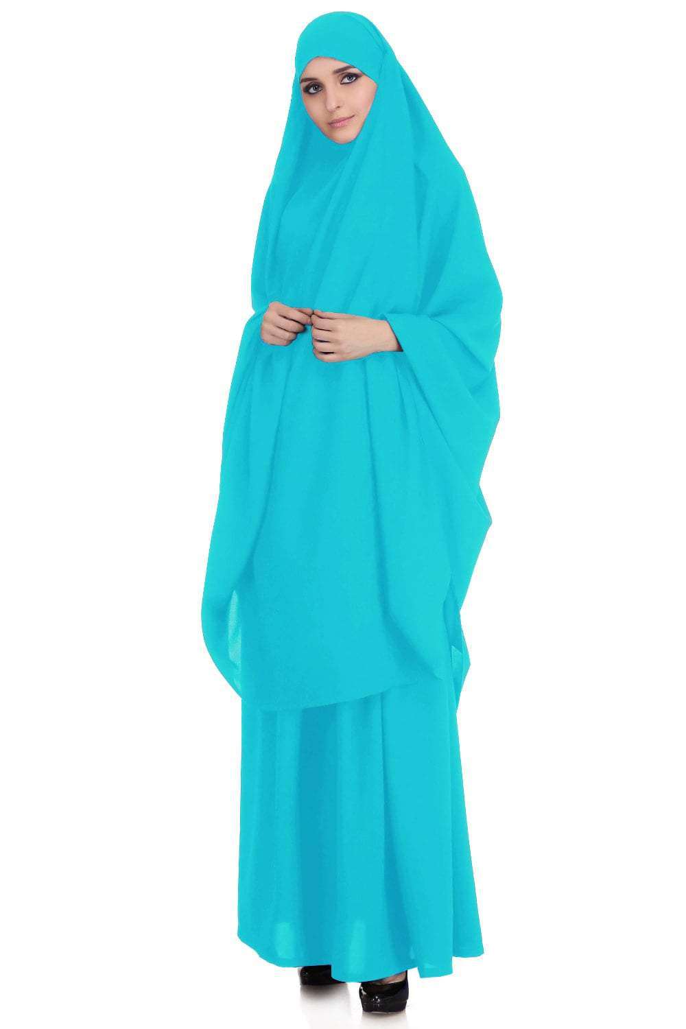 Free Size Jilbab/Khimar & Skirt Set In Breathable Nida Fabric