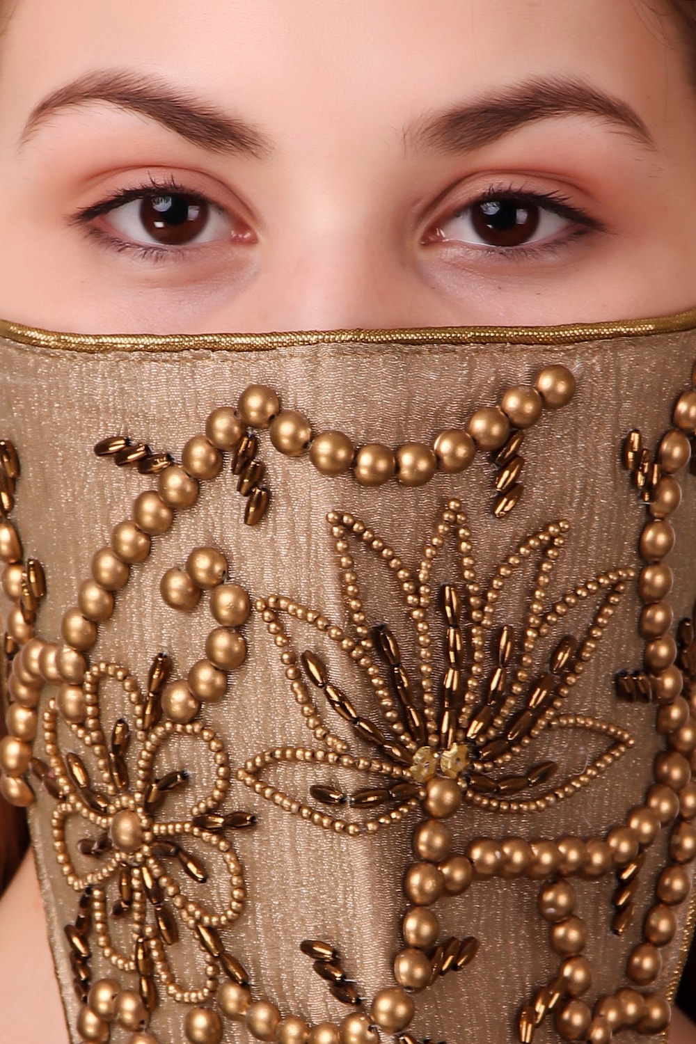 Hand Embroidered Silk Tissue Veil Style Face Mask