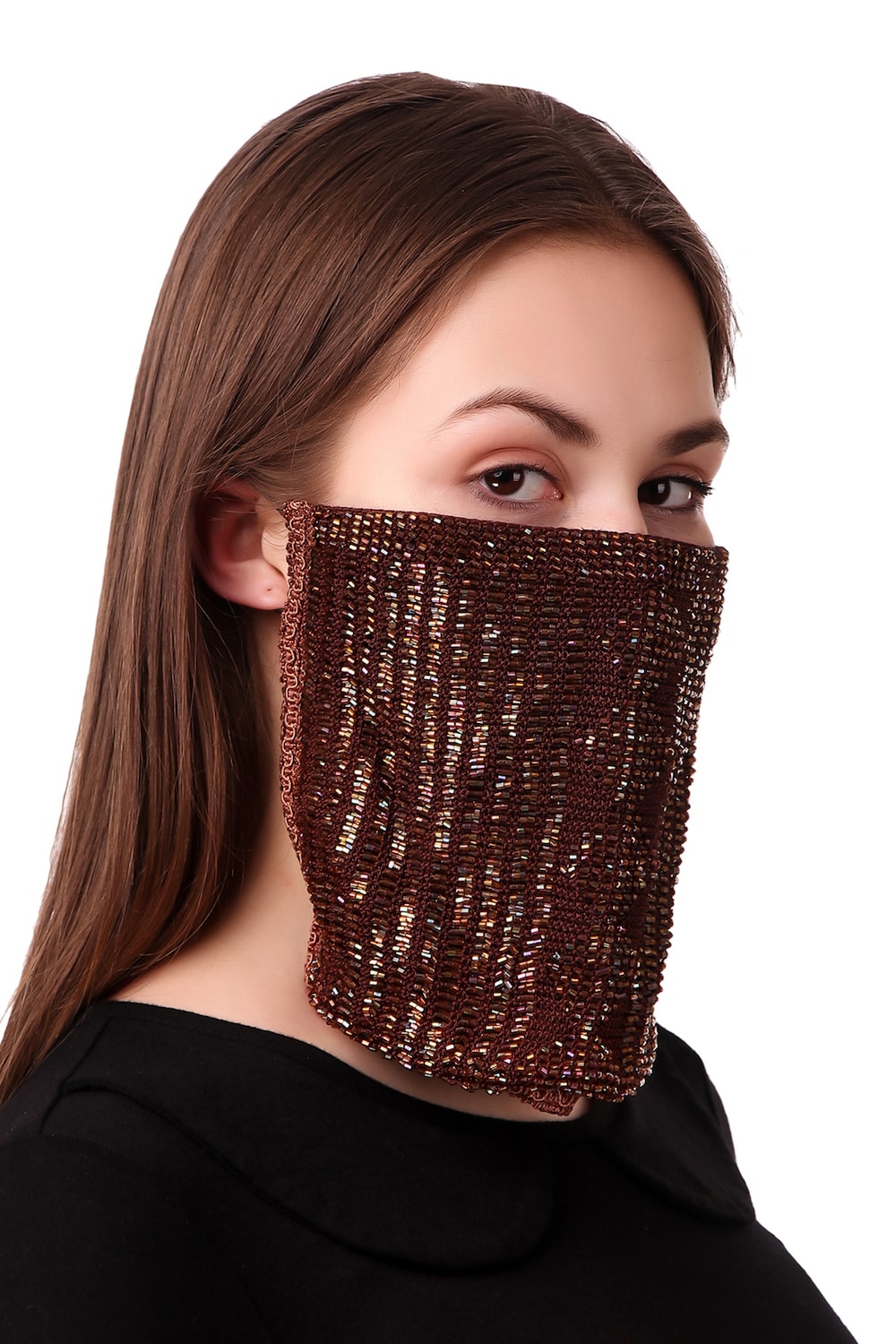 Cut Beaded Hand Crochet Veil Style Face Mask