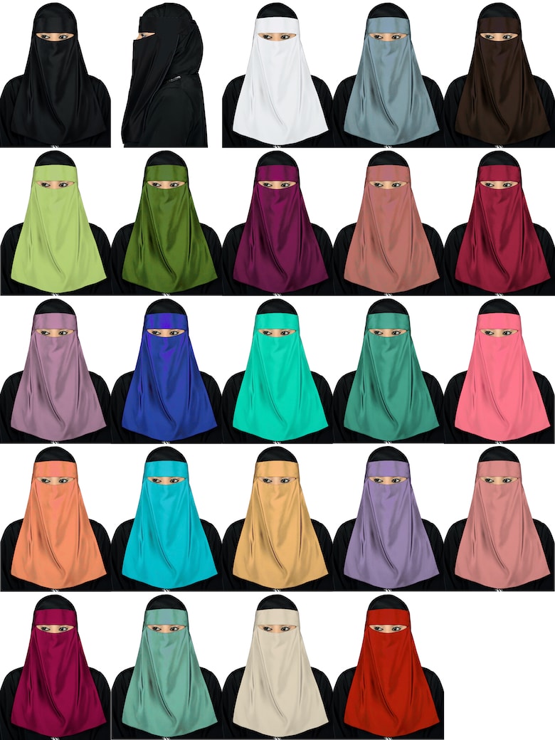 Single Layer Niqab, Saudi Style, Muslim Face Veil in Crepe/Nida