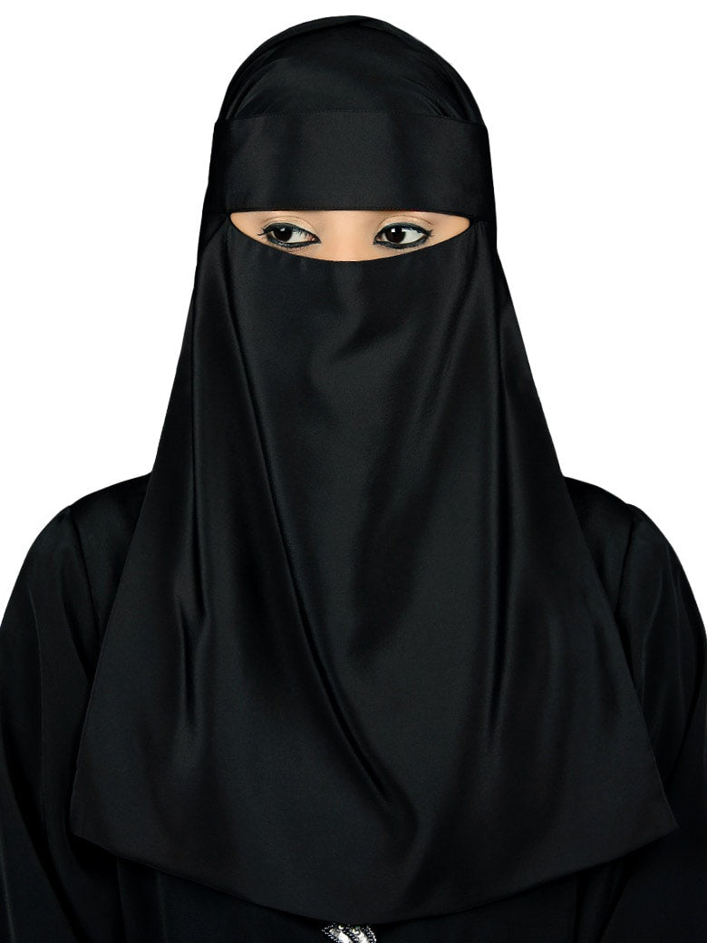 Single Layer Niqab, Saudi Style, Muslim Face Veil in Crepe/Nida