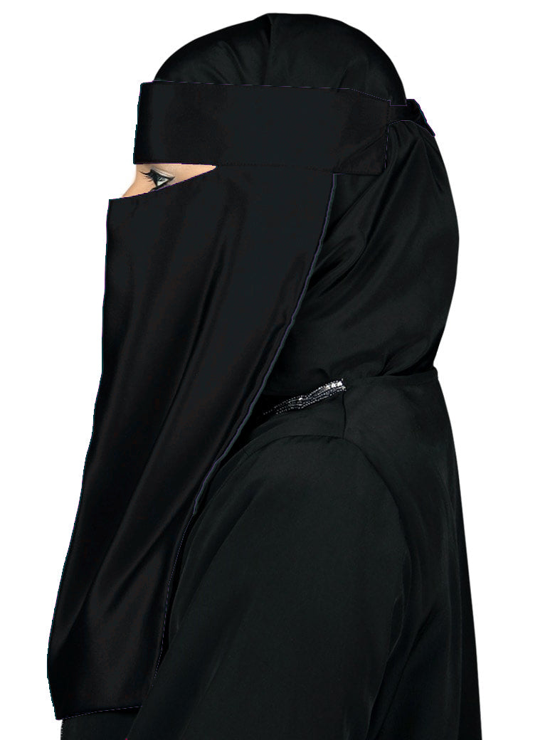 Single Layer Niqab, Saudi Style, Muslim Face Veil in Crepe/Nida