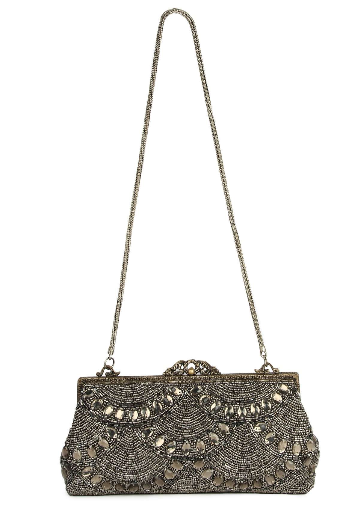 Emma Antique Silver Brass Frame Handbag