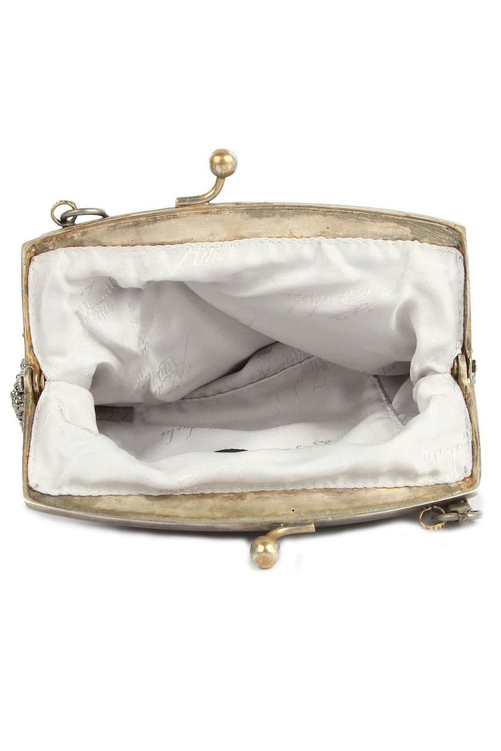 Sophie Grey Whole Beaded Brass Frame Wedding Handbag
